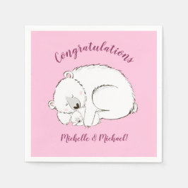 ピンクのホッキョクグマ スタンダードカクテルナプキン