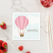 ピンクのホットエアバルーンにツインガールズベビーシャワー スタンダードカクテルナプキン (インサイチュ)