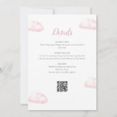 ピンクのホットエアバルーンガールオールインワンベビーシャワーI 招待状 (裏面)