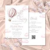 ピンクのホットエアバルーンガールオールインワンベビーシャワーI 招待状