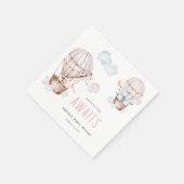 ピンクのホットエアバルーンサファリ動物ベビーシャワー スタンダードカクテルナプキン (角)