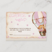 ピンクのホットエアバルーンベアおむつラッフル エンクロージャーカード (正面)