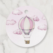 ピンクのホットエアバルーンベビーシャワーラウンドメッセージカード フェイバータグ (裏面)