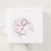 ピンクのホットエアバルーンベビーシャワーラウンドメッセージカード フェイバータグ (インサイチュ)