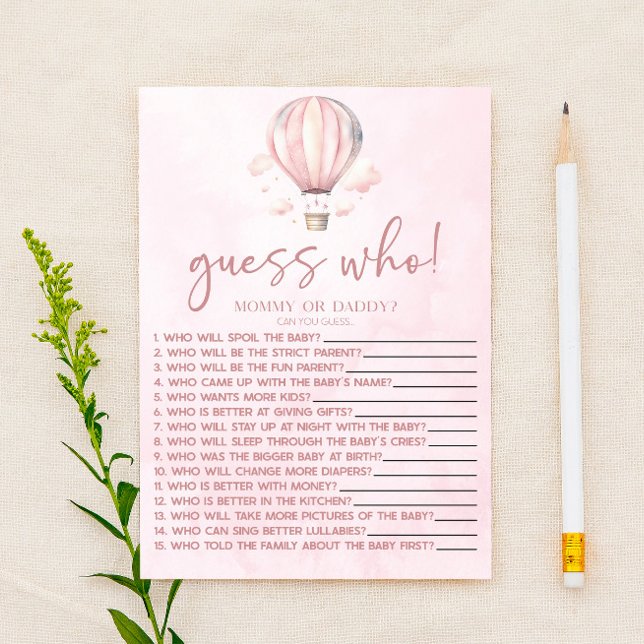 ピンクのホットエアバルーン推測誰が赤ちゃんシャワーのゲーム (クリエイターアップロード済み)