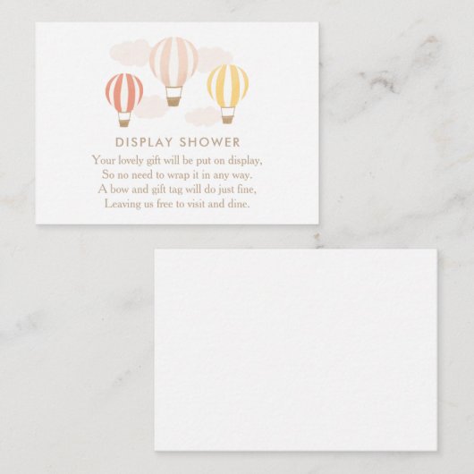 ピンクのホットエアバルーン表示シャワーエンクロージャカー エンクロージャーカード (正面/裏面)