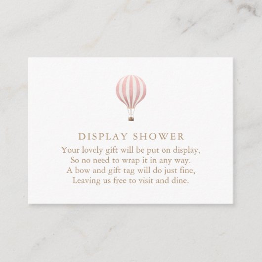 ピンクのホットエアバルーン表示シャワー エンクロージャーカード (正面)