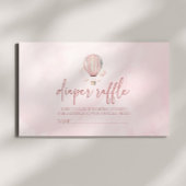 ピンクのホットエアバルーン赤ちゃんシャワーおむつラッフル エンクロージャーカード