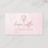 ピンクのホットエアバルーン赤ちゃんシャワーおむつラッフル エンクロージャーカード (正面)