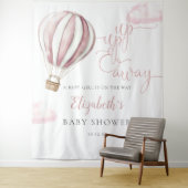 ピンクのホットエアバルーン赤ちゃんシャワー写真背景 タペストリー (インサイチュ)