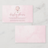 ピンクのホットエアバルーン赤ちゃんシャワー表示シャワー エンクロージャーカード (正面/裏面)