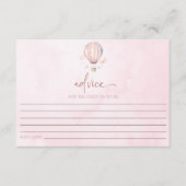 ピンクのホットエアバルーン赤ちゃんシャワー アドバイスカード (正面)