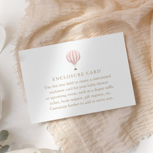 ピンクのホットエアバルーン赤ちゃんシャワー エンクロージャーカード
