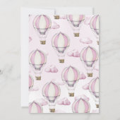 ピンクのホットエアバルーン赤ちゃんシャワー 招待状 (裏面)