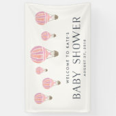 ピンクのホットエアバルーン赤ちゃんシャワー 横断幕 (縦)