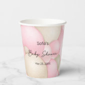 ピンクのホットエアバルーン赤ちゃんシャワー 紙コップ (裏面)