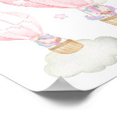 ピンクのホットエアバルーン、ユニコーン、星、女の子の寝室 ポスター (角)