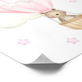 ピンクのホットエアバルーン、動物、クマ、女の子の寝室 ポスター (角)