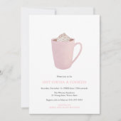 ピンクのホットココアとクッキーのクリスマスパーティー 招待状 (正面)
