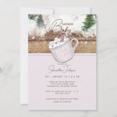 ピンクのホットチョコレートベビー外の冷たいシャワー 招待状 (正面)