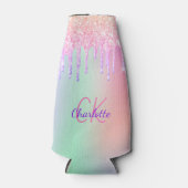 ピンクのホログラフィックはモノグラムを滴下する ボトルクーラー (正面)