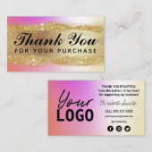 ピンクのホログラフィックカードをご購入いただき、ありがとうございます。 名刺 (正面/裏面)