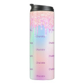 ピンクのホログラフィックグリッターのドライブ名 タンブラー (回転右)