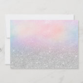 ピンクのホログラフィックシルバーグリッターSweet 16写真 招待状 (裏面)