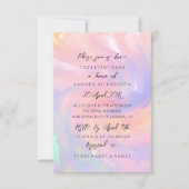 ピンクのホログラフィックパステル スイート16th ウェディング 招待状 (正面)