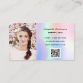 ピンクのホログラフィックパープルはqrコードの写真をドリップ ロイヤリティカード (裏面)