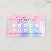 ピンクのホログラフィックパープルはqrコードの写真をドリップ ロイヤリティカード (正面)