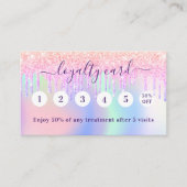 ピンクのホログラフィックパープルはqrコードをドリップ ロイヤリティカード (正面)
