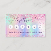 ピンクのホログラフィックパープルグリッターqrコード ロイヤリティカード (正面)