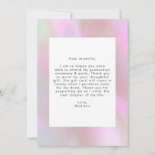 ピンクのホログラフィックフォトの卒業 サンキューカード (裏面)