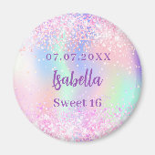 ピンクのホログラフィック名Sweet 16 マグネット (正面)