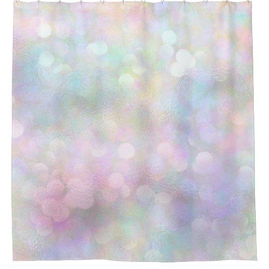 ピンクのホログラフィック抽象芸術ユニコーンガーリーモダン シャワーカーテン (正面)