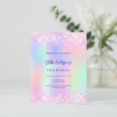 ピンクのホログラフィック10th誕生日の予算の招待 (スタンド正面)