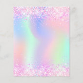 ピンクのホログラフィック10th誕生日の予算の招待 (裏面)