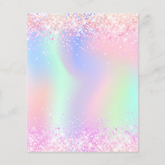 ピンクのホログラフィック10th誕生日の予算の招待 (裏面)