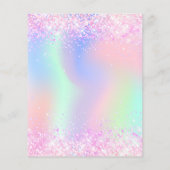 ピンクのホログラフィック10th誕生日の予算の招待 (裏面)