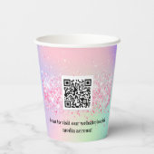 ピンクのホログラフィ企業のックビジネスロゴqrコード 紙コップ (裏面)