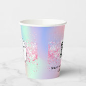 ピンクのホログラフィ企業のックビジネスロゴqrコード 紙コップ (左)