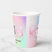 ピンクのホログラフィ企業のックビジネスロゴqrコード 紙コップ (右)