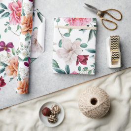 ピンクのホワイトウォーター色の牡丹 ラッピングペーパー