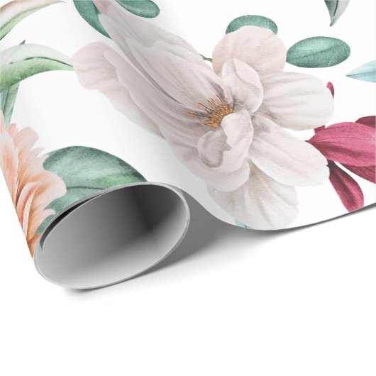 ピンクのホワイトウォーター色の牡丹 ラッピングペーパー (ロールコーナー)