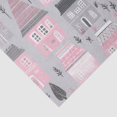 ピンクのホワイトクリスマスハウスオングレー 薄葉紙 (詳細)