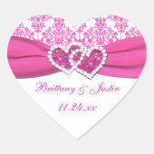 ピンクのホワイトダマスクがハートのステッ結婚カーに加入 ハートシール (正面)