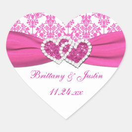 ピンクのホワイトダマスクがハートのステッ結婚カーに加入 ハートシール