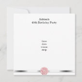 ピンクのホワイトパールの花の素晴らしい40歳の誕生日 招待状 (裏面)