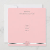 ピンクのホワイトパールの花の素晴らしい40歳の誕生日 招待状 (裏面)